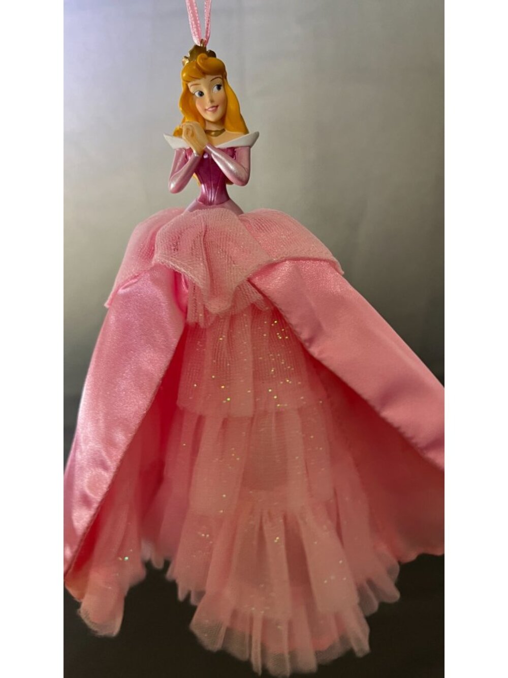 Disney Princess Aurora Ornament Pink Glittery Gown Sparkle Design